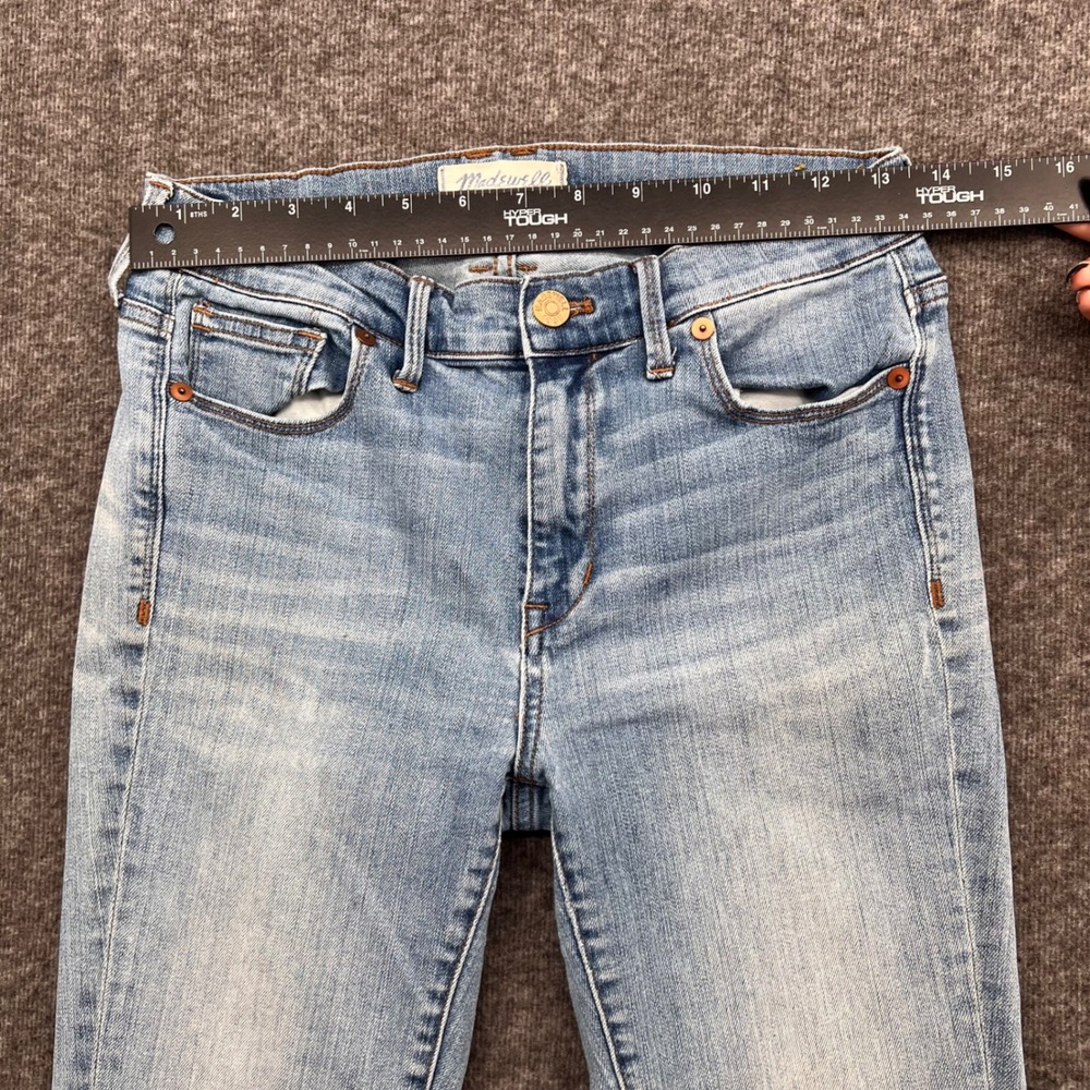 Madewell High Riser Skinny Jeans Light Wash Distressed Ripped Knee 27 Cropped - Picture 5 of 13